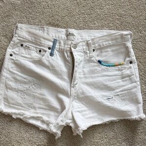 Polo by Ralph Lauren White Jean Shorts with Colorful Accents